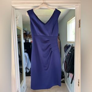 Blue ruched bodycon dress
